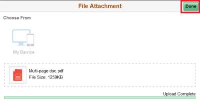 Screenshot of document uploaded and attached
